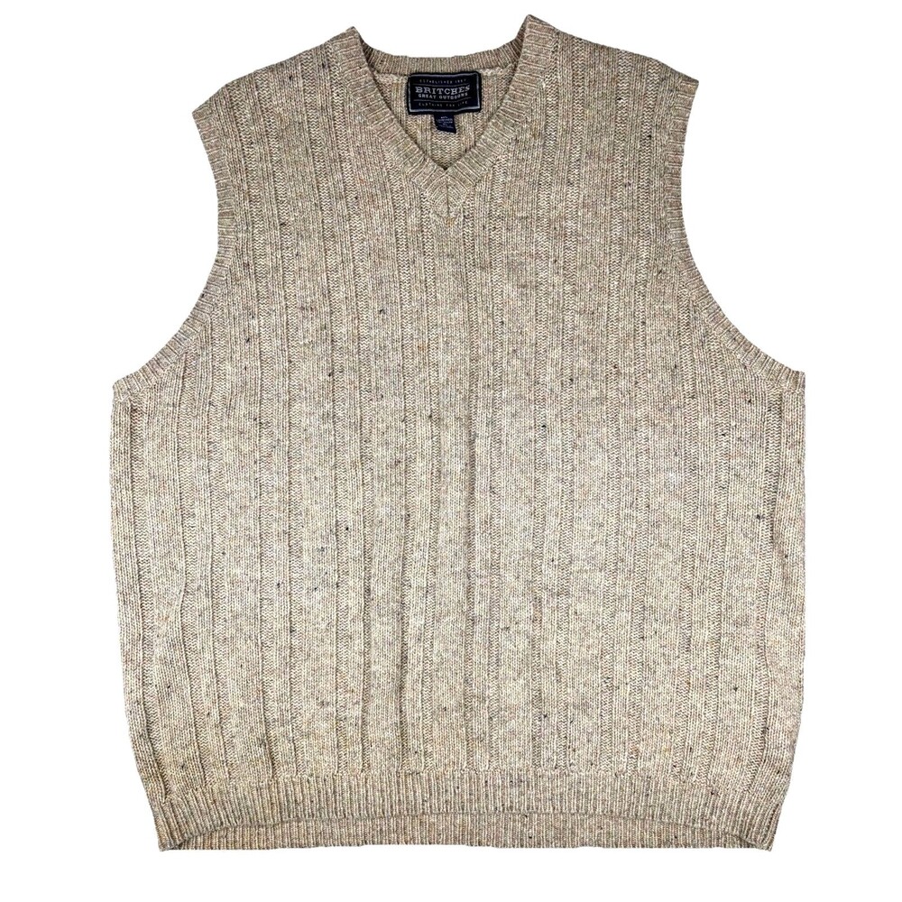 Men’s Lambswool Vest Elevated Gorp Grandpa Cottage Size XL Tan Gray Britches